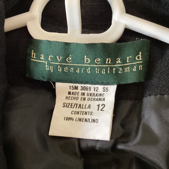 Harve Benard Black 100% Linen Button-Up Jacket Womens Size 12 Pockets - Picture 3 of 10